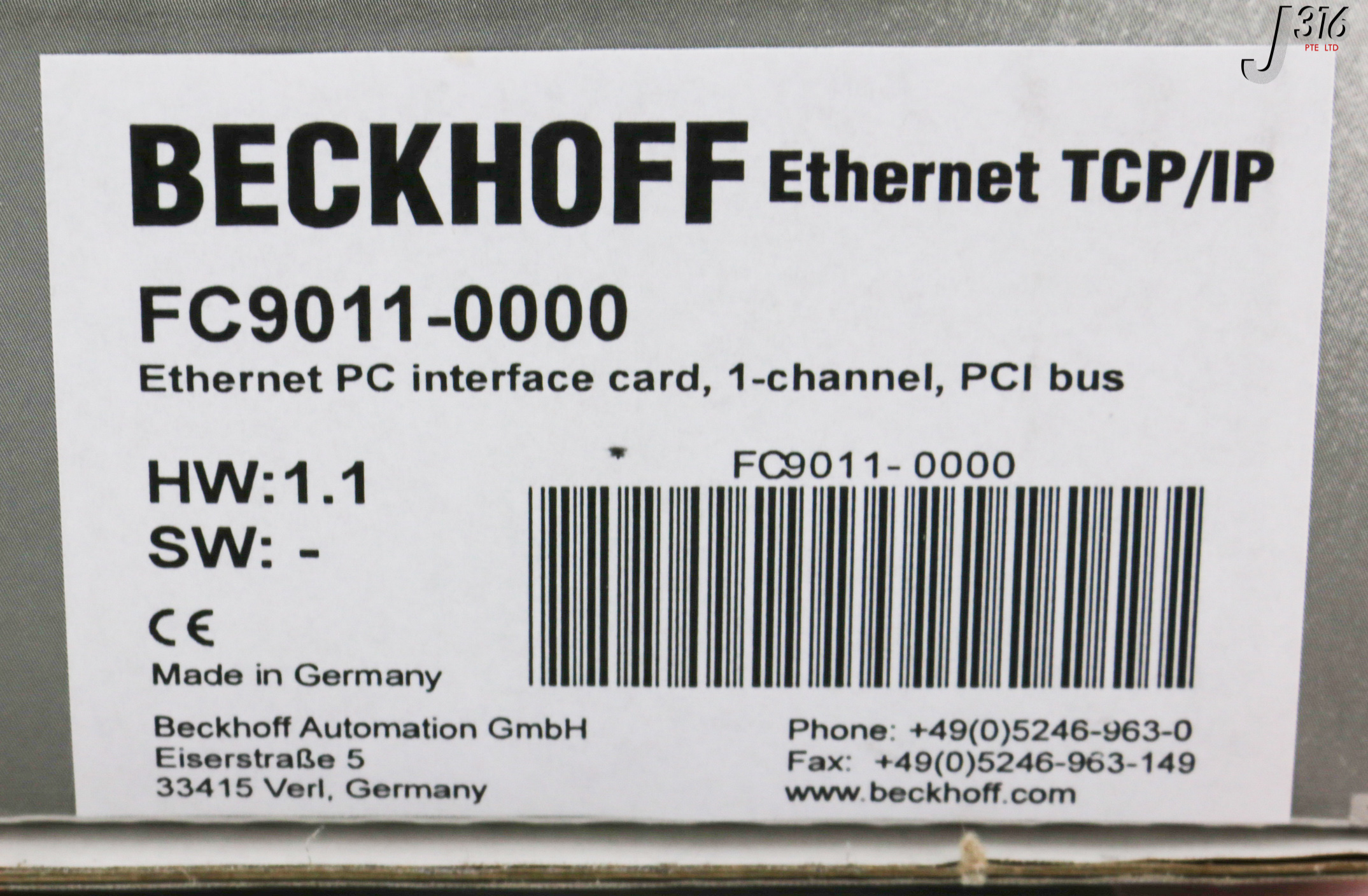 31521 BECKHOFF ETHERNET PC INTERFACE CARD, 1-CHANNEL, PCI BUS (NEW